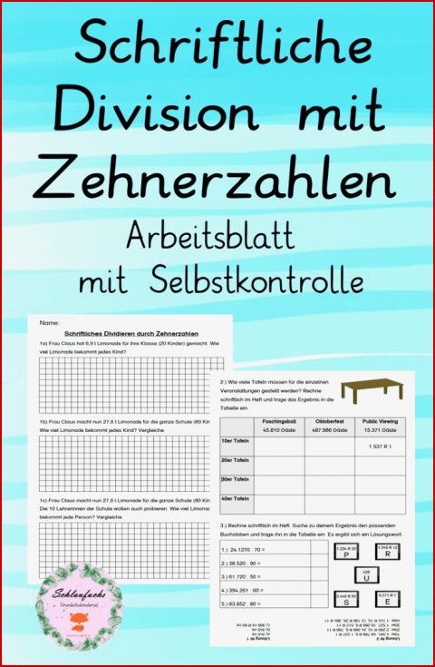 Sachaufgaben Schriftliche Division Mit Zehnerzahl Und Rest