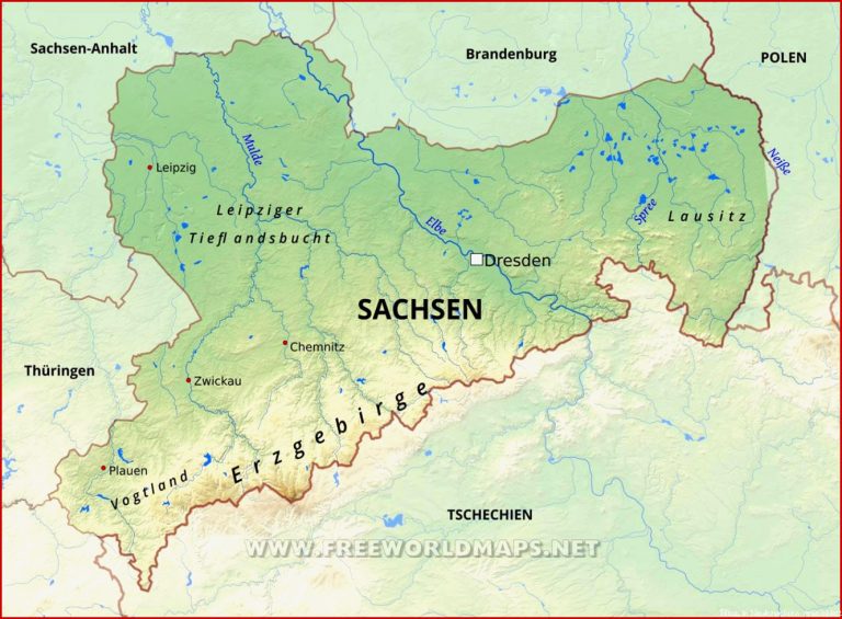 Sachsen Karte Freeworldmaps