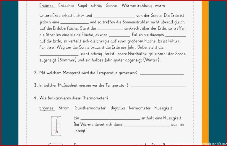 Sachunterricht Klasse 3 Wetter Stephen Scheidt Schule