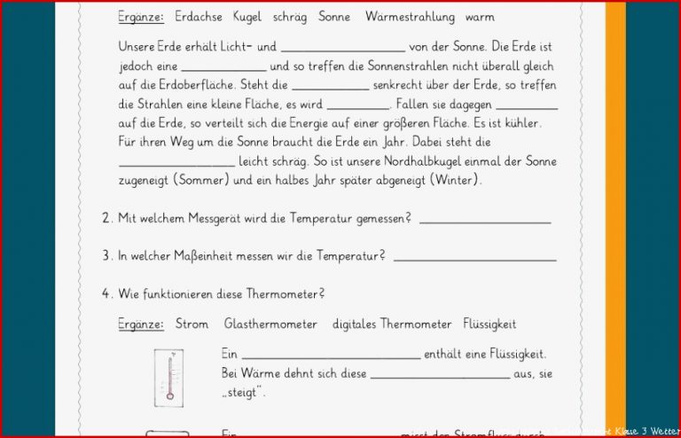 Sachunterricht Klasse 3 Wetter Stephen Scheidt Schule