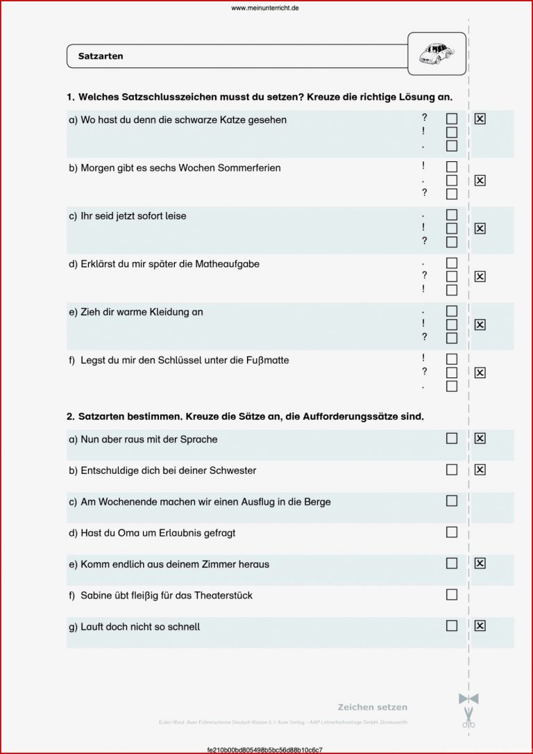 Sätze Satzzeichen Satzzeichen Setzen Arbeitsblätter
