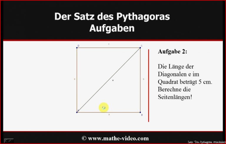 Satz des Pythagoras Beispielaufgaben © video