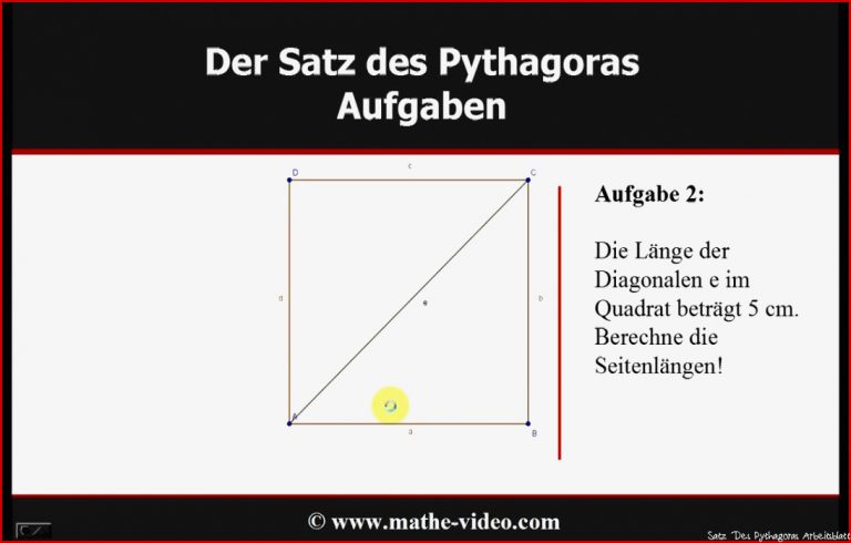 Satz Des Pythagoras Beispielaufgaben © Video