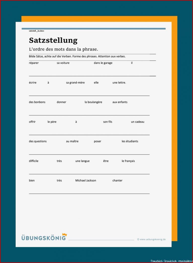 Satzbau – Satzstellung