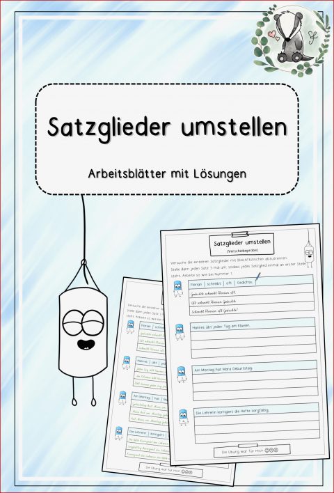 Satzglieder Umstellen Arbeitsblätter Mit Lösungen