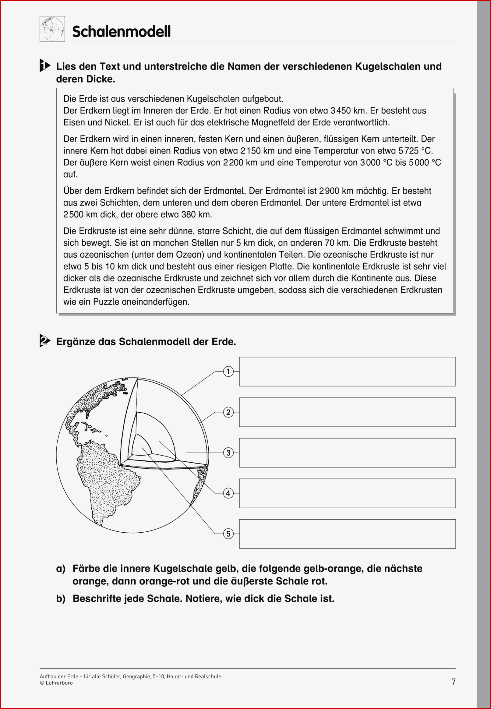 Schalenbau Der Erde Arbeitsblatt – Eaizln