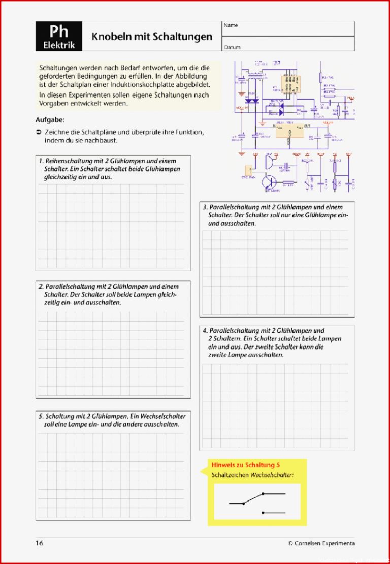 Schaltzeichen Physik Arbeitsblatt