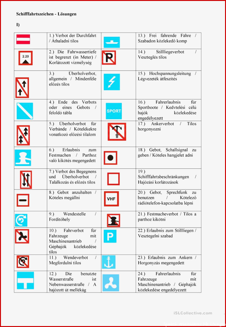 Schifffahrtszeichen Arbeitsblatt Kostenlose DAF