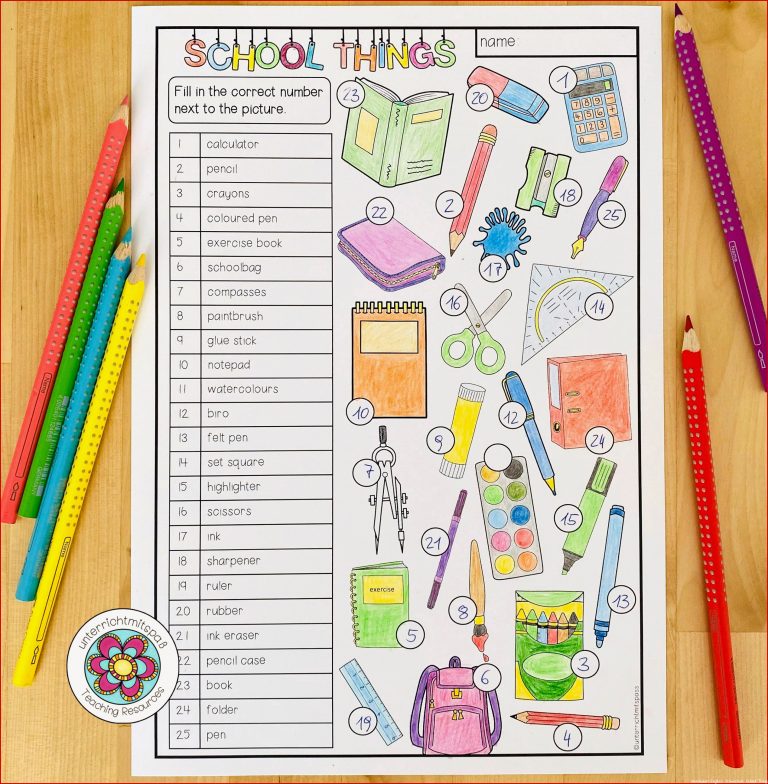 School things Materialpaket – Unterrichtsmaterial im