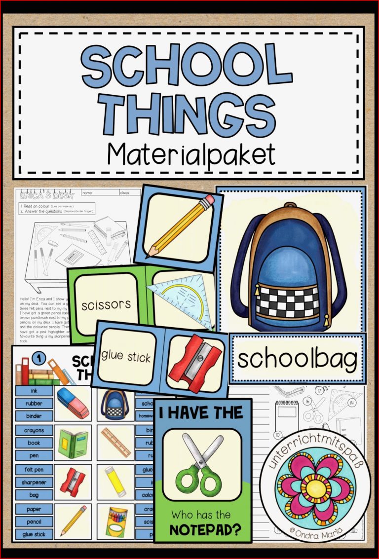 School things Materialpaket – Unterrichtsmaterial im