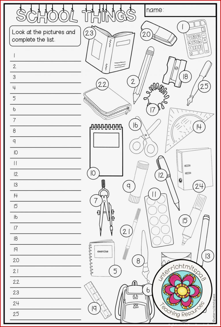 School Things Vocabulary Work 3 Fach Differenziert