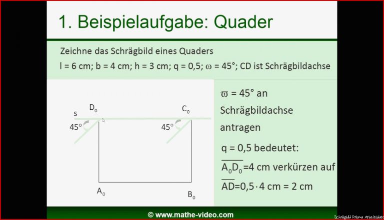 Schr臠bild Quader Zeichnen Anleitung