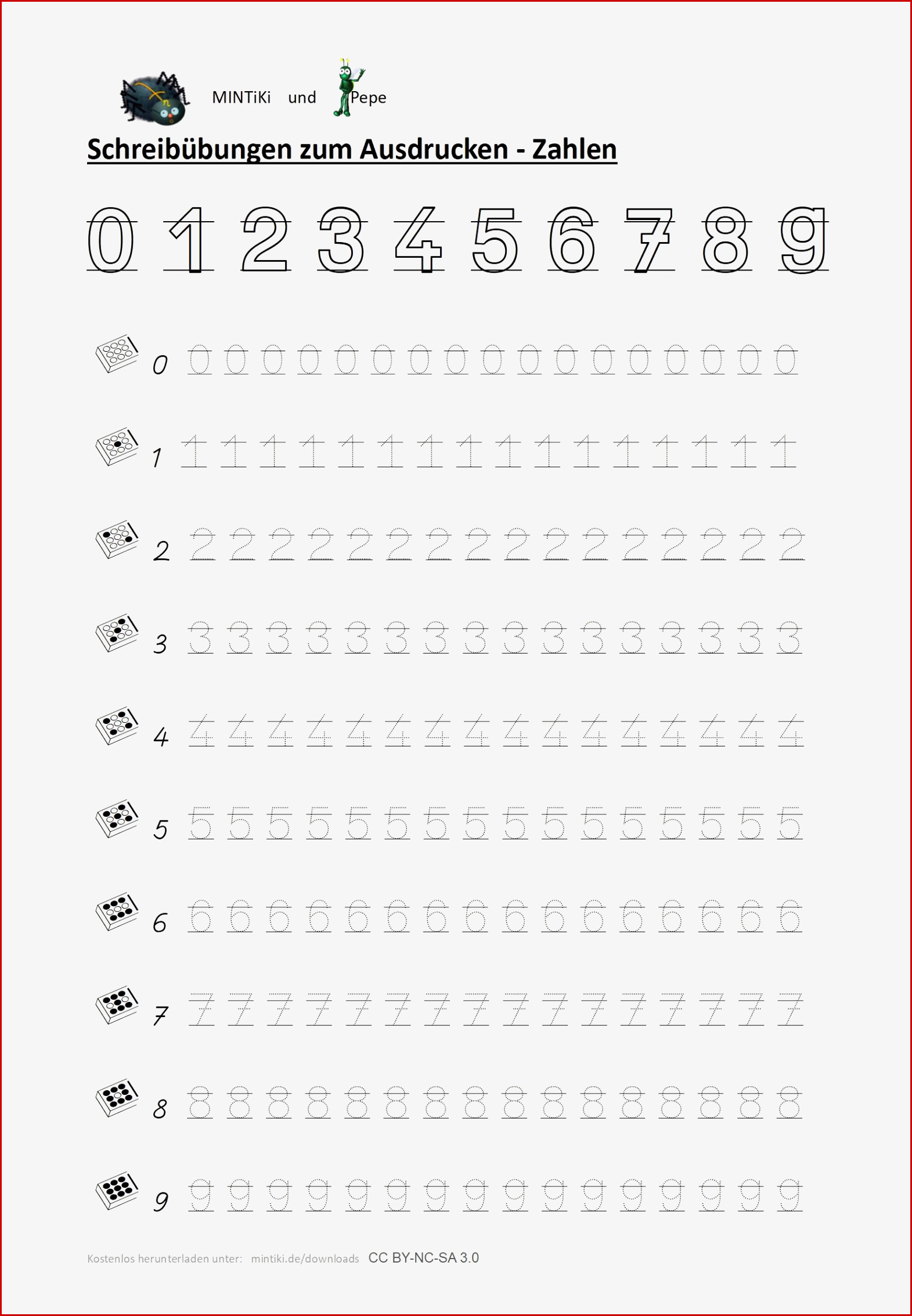 Schreibübung Buchstaben Zahlen Druckbuchstaben