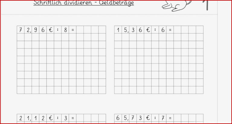 Schriftliche Division Arbeitsblätter Klasse 4 Worksheets