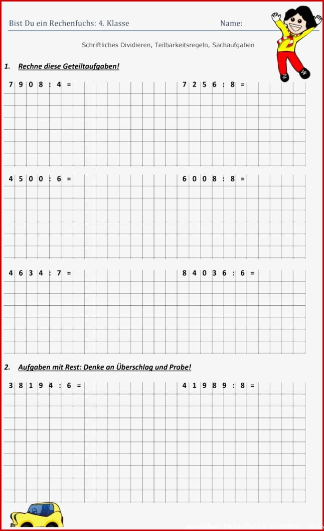 Schriftliche Division Arbeitsblätter Worksheets