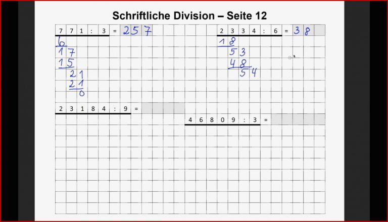 Schriftliche Division erklärt an Beispielen aus dem