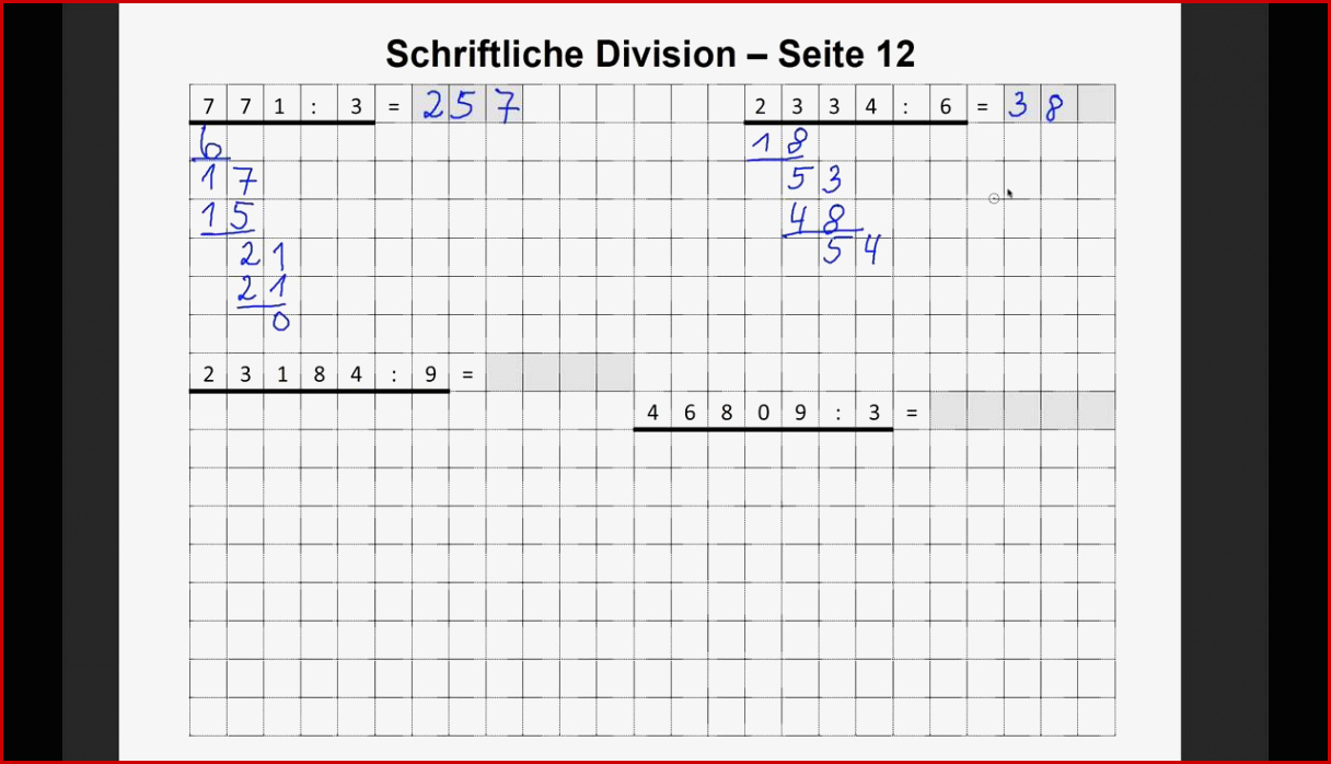 Schriftliche Division Erklärt An Beispielen Aus Dem