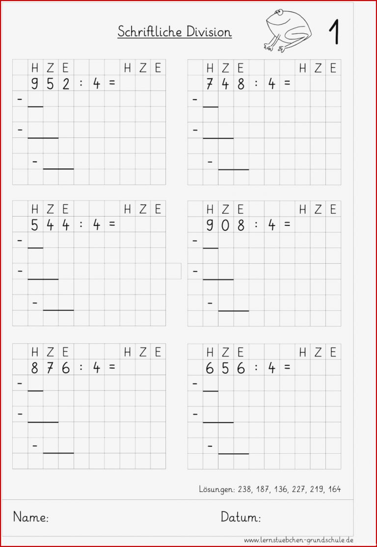 Schriftliche Division Mathematik 5 Klasse Arbeitsblätter