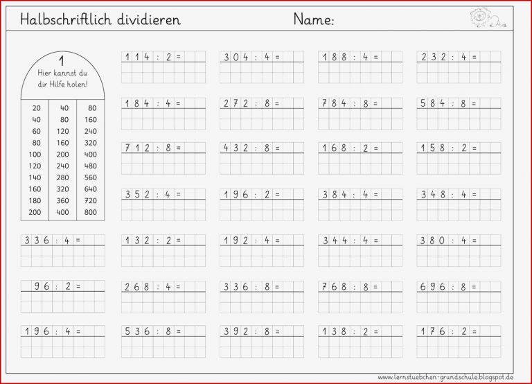 Schriftliche Division Mit überschlag Arbeitsblätter