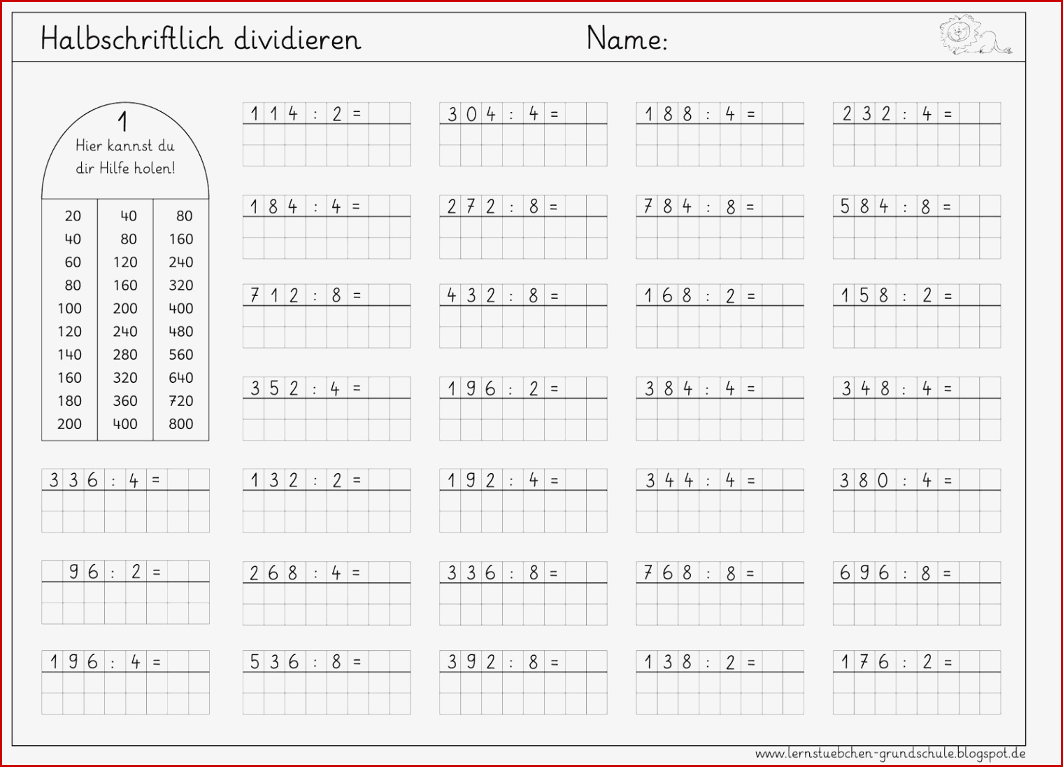 Schriftliche Division Mit überschlag Arbeitsblätter