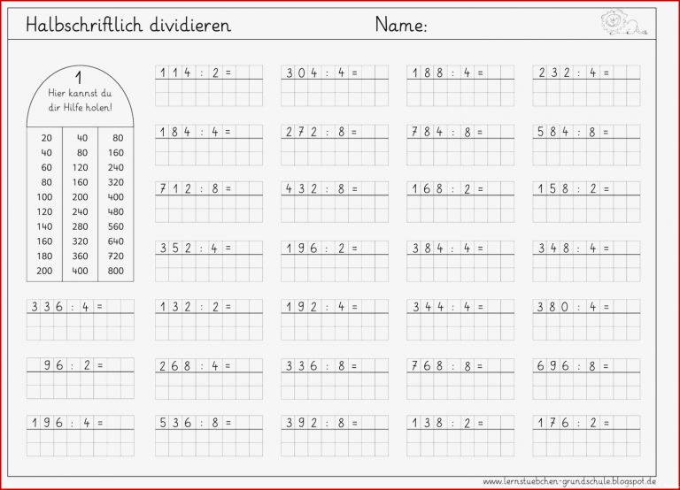 Schriftliche Division Mit überschlag Arbeitsblätter