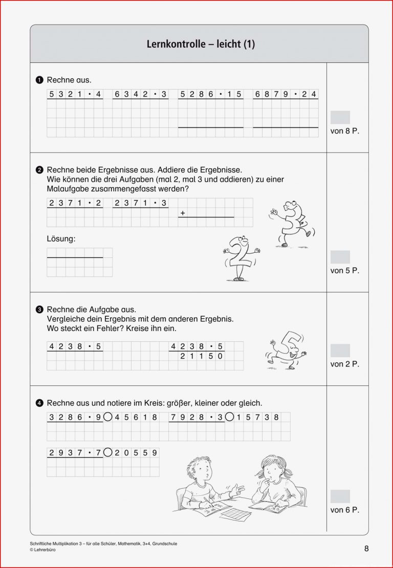 Schriftliche Multiplikation Mathe Arbeitsblätter Klasse 4