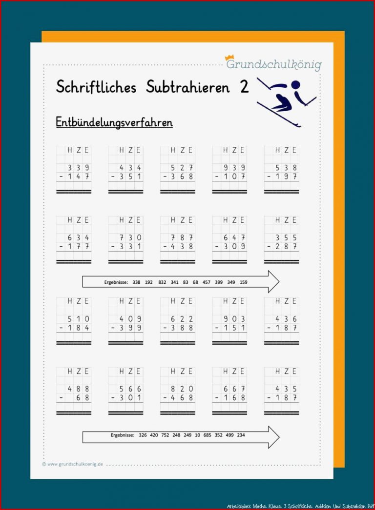 Schriftliche Subtraktion