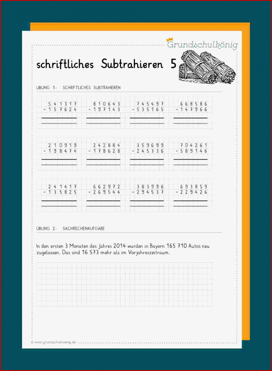 Schriftliche Subtraktion 4 Klasse Arbeitsblätter Worksheets