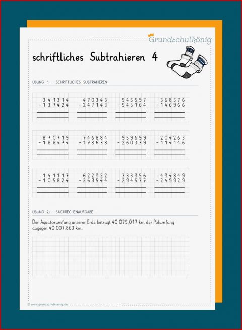 Schriftliche Subtraktion 4 Klasse Arbeitsblätter Worksheets