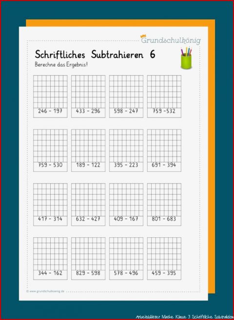 Arbeitsblätter Mathe Klasse 3 Schriftliche Subtraktion: 8 Methoden Für