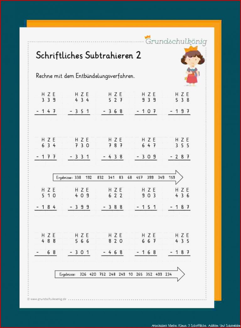 Schriftliche Subtraktion