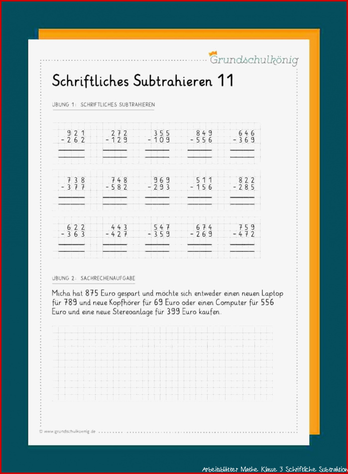 Schriftliche Subtraktion