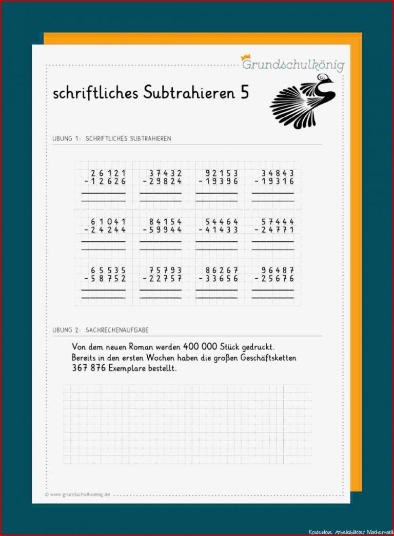 Schriftliche Subtraktion in 2020