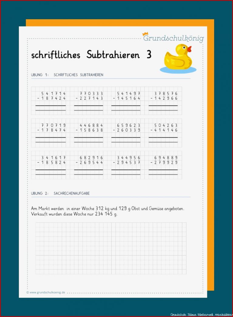 Schriftliche Subtraktion In 2020