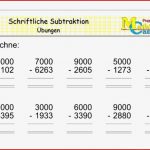 Schriftliche Subtraktion Mathe Arbeitsblätter Klasse 4 Zum