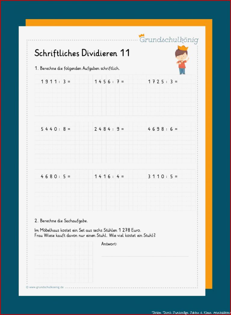 Schriftliches Dividieren - Mathe, 4. Klasse