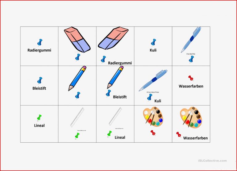 Schulsachen Memory Deutsch Daf Arbeitsblatter