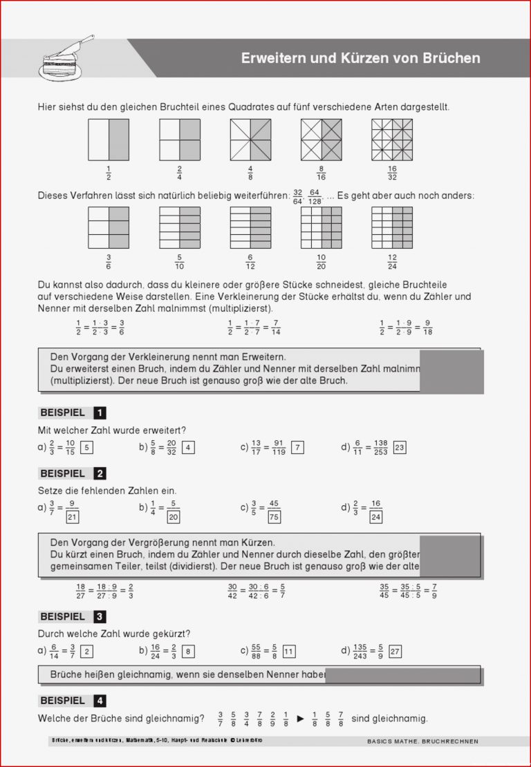 Sekundarstufe I Unterrichtsmaterial Mathematik Bruchrechnen