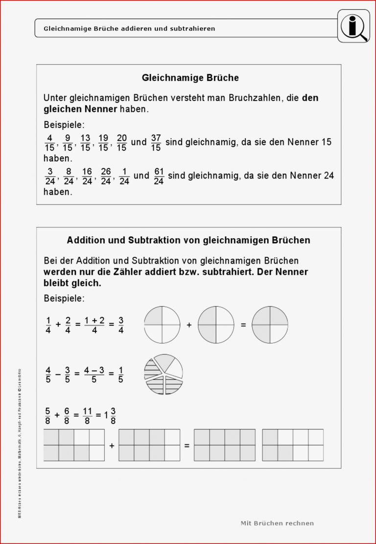 Sekundarstufe I Unterrichtsmaterial Mathematik Bruchrechnen