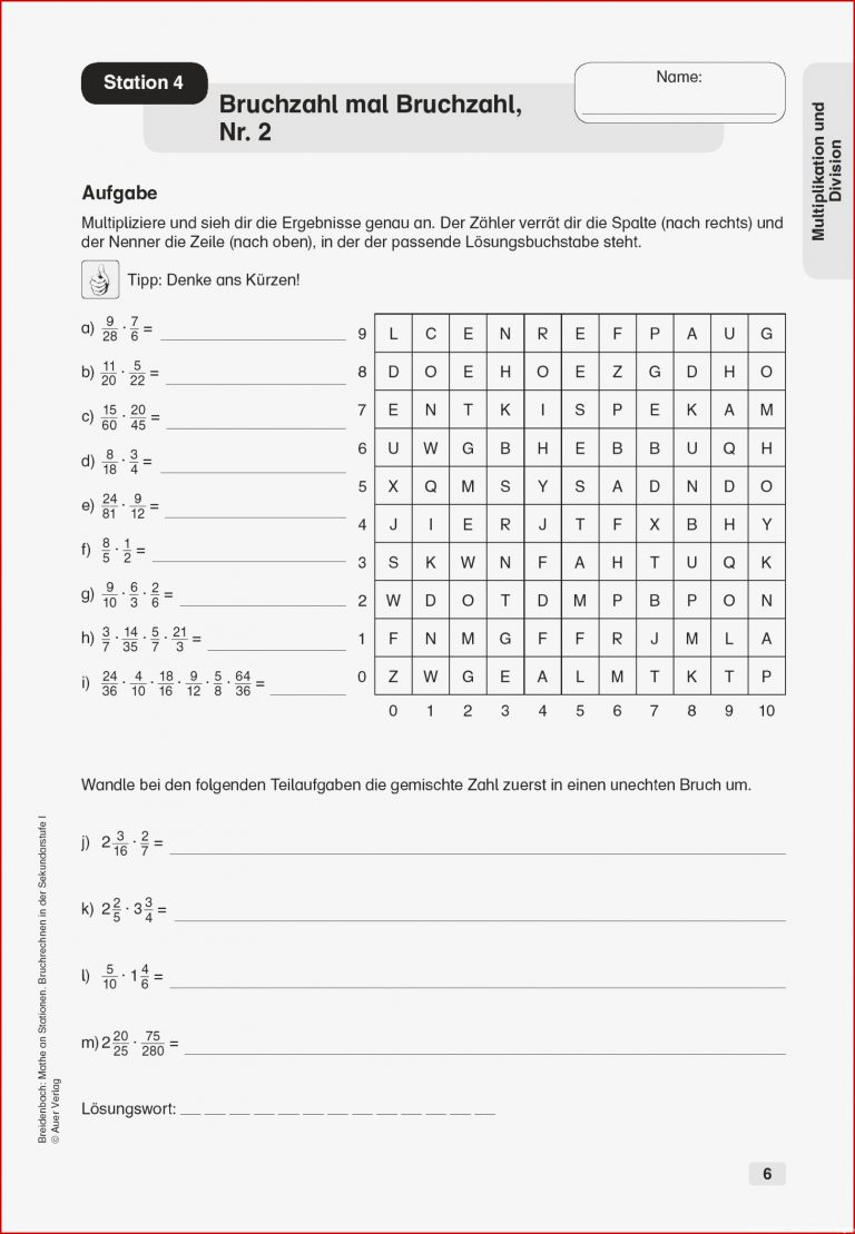 Sekundarstufe I Unterrichtsmaterial Mathematik Bruchrechnen