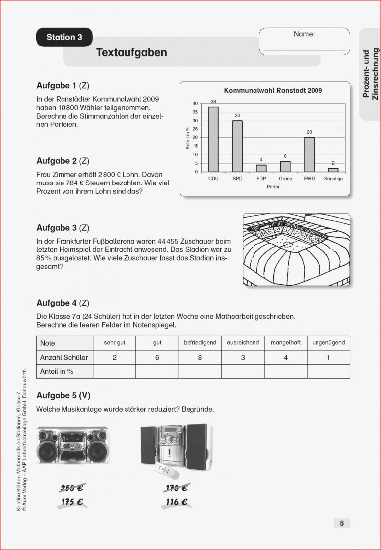 Sekundarstufe I Unterrichtsmaterial Mathematik Prozent