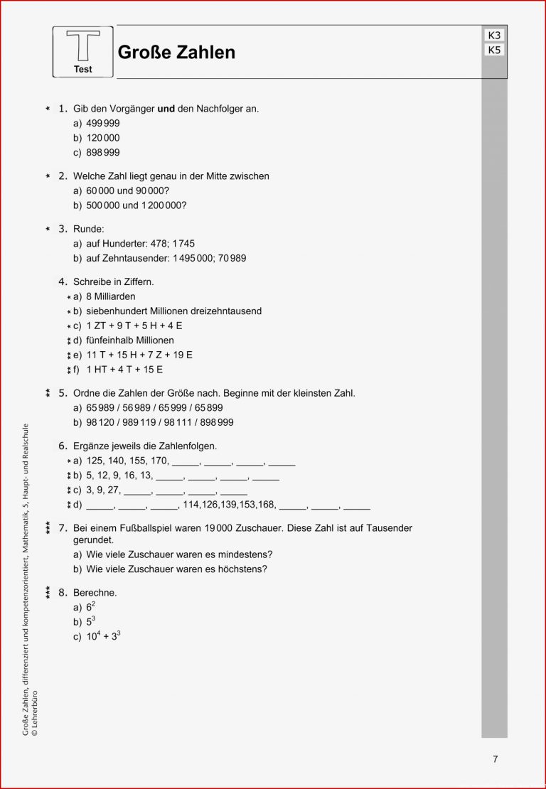 Sekundarstufe I Unterrichtsmaterial Mathematik Zahlen Und