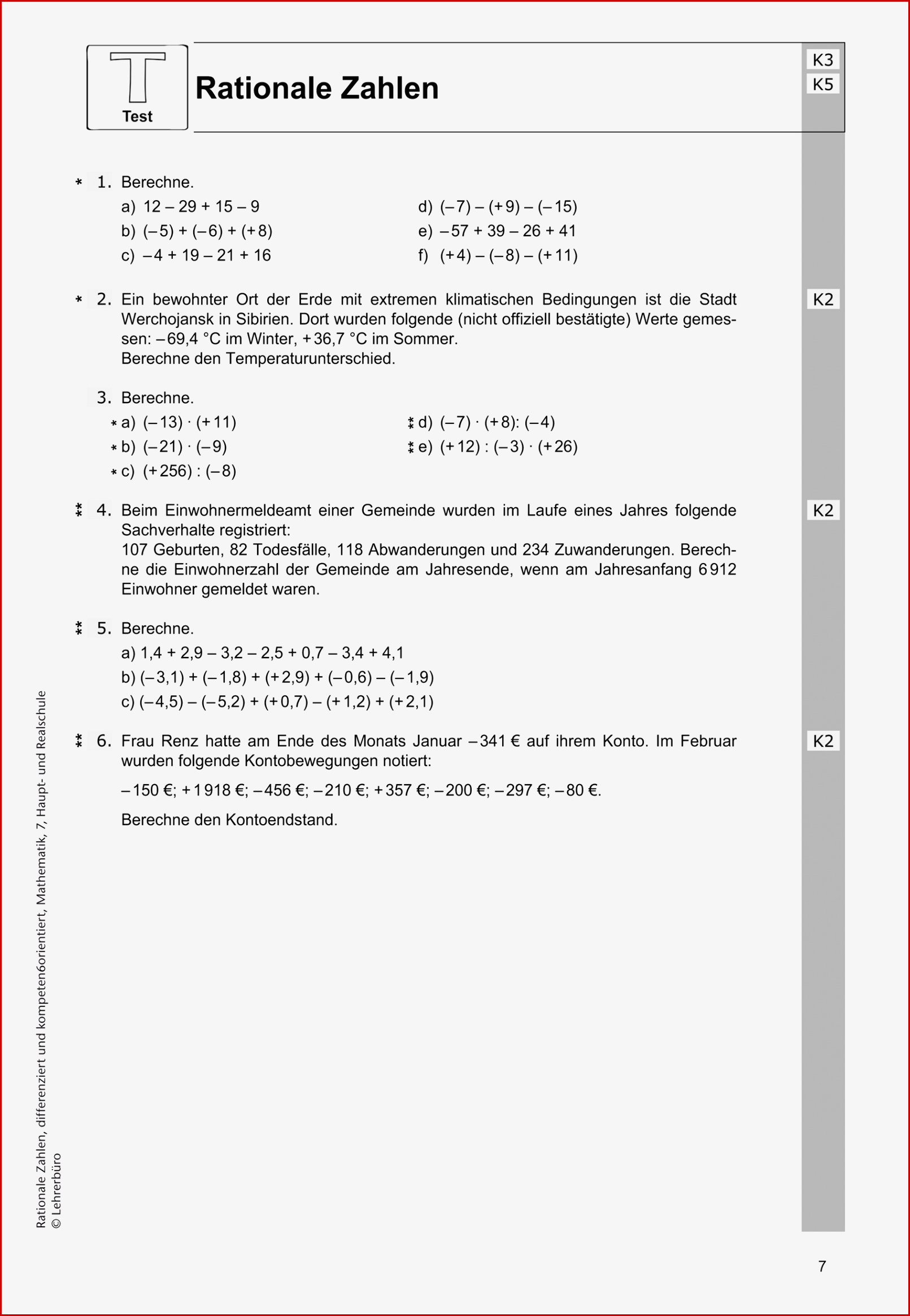 Sekundarstufe I Unterrichtsmaterial Mathematik Zahlen Und