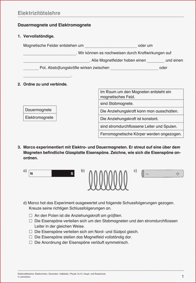 Sekundarstufe I Unterrichtsmaterial Physik Elektrizitätslehre