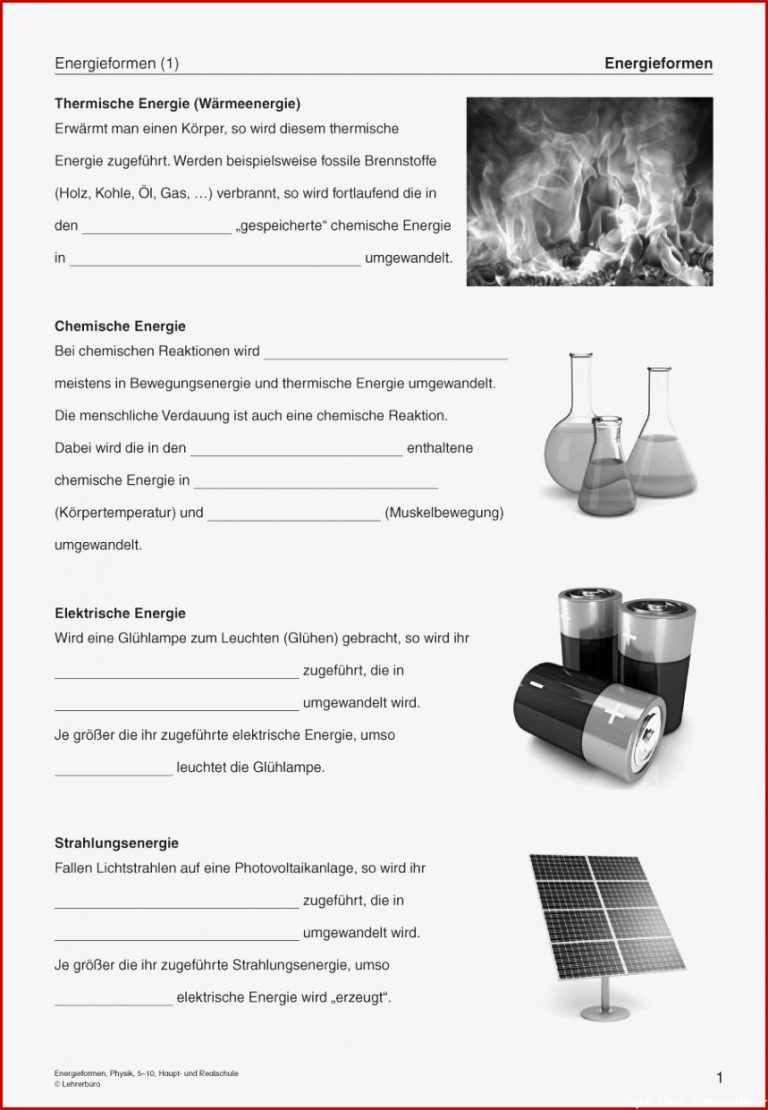 Sekundarstufe I Unterrichtsmaterial Physik Energie