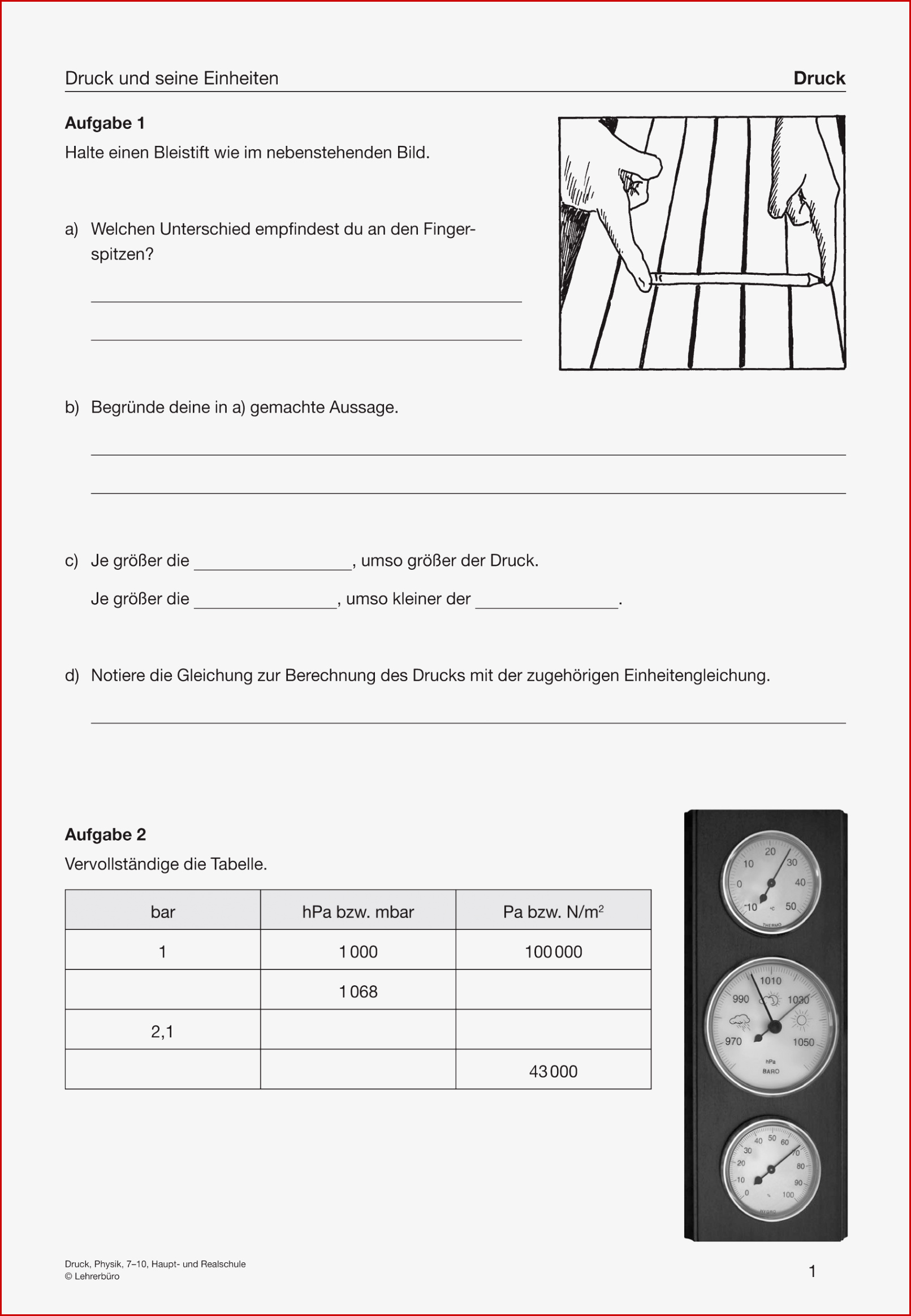 Sekundarstufe I Unterrichtsmaterial Physik Mechanik