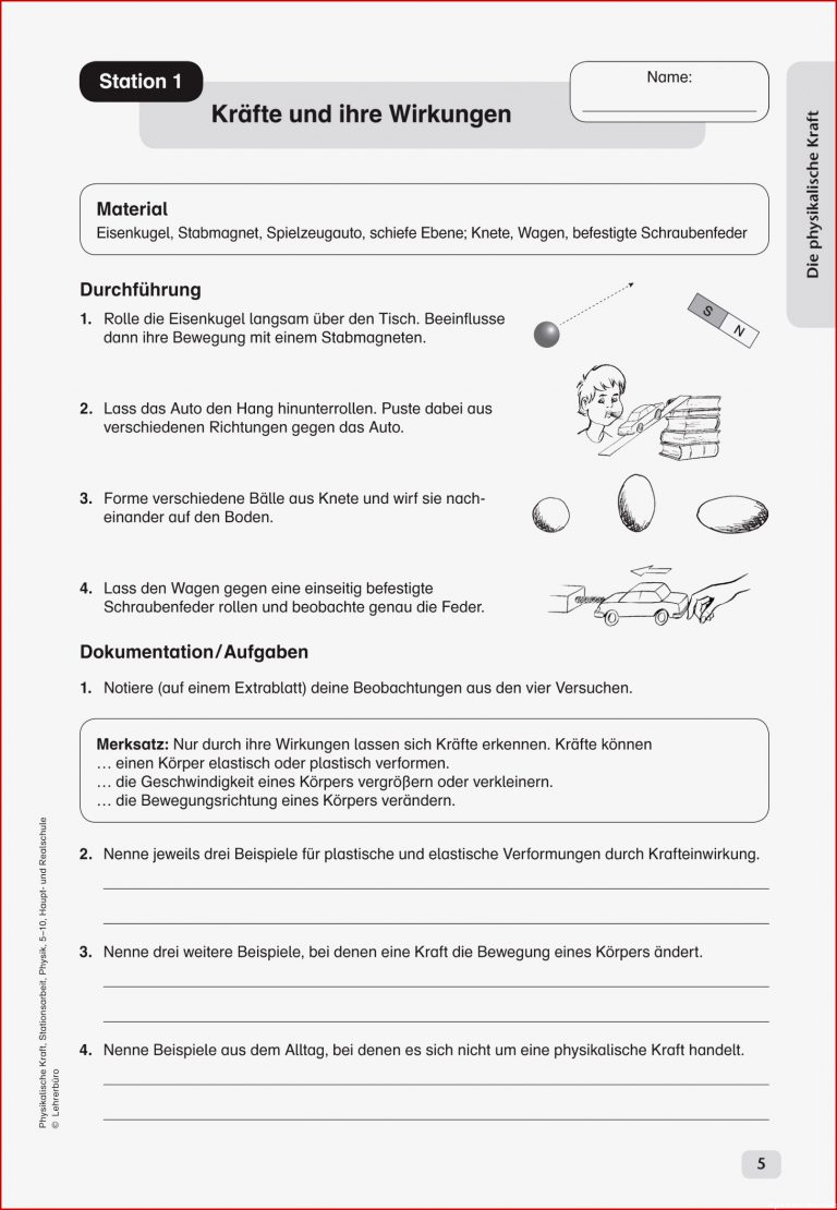 Sekundarstufe I Unterrichtsmaterial Physik Mechanik