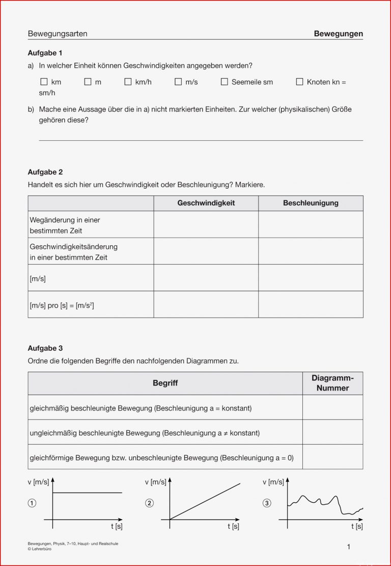 Sekundarstufe I Unterrichtsmaterial Physik Mechanik