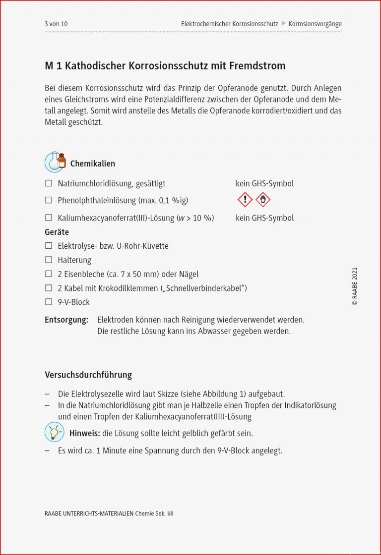 Sekundarstufe Unterrichtsmaterial Chemie