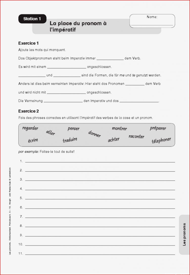 Sekundarstufe Unterrichtsmaterial FranzÃ¶sisch Grammatik